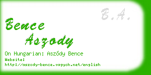 bence aszody business card