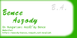 bence aszody business card